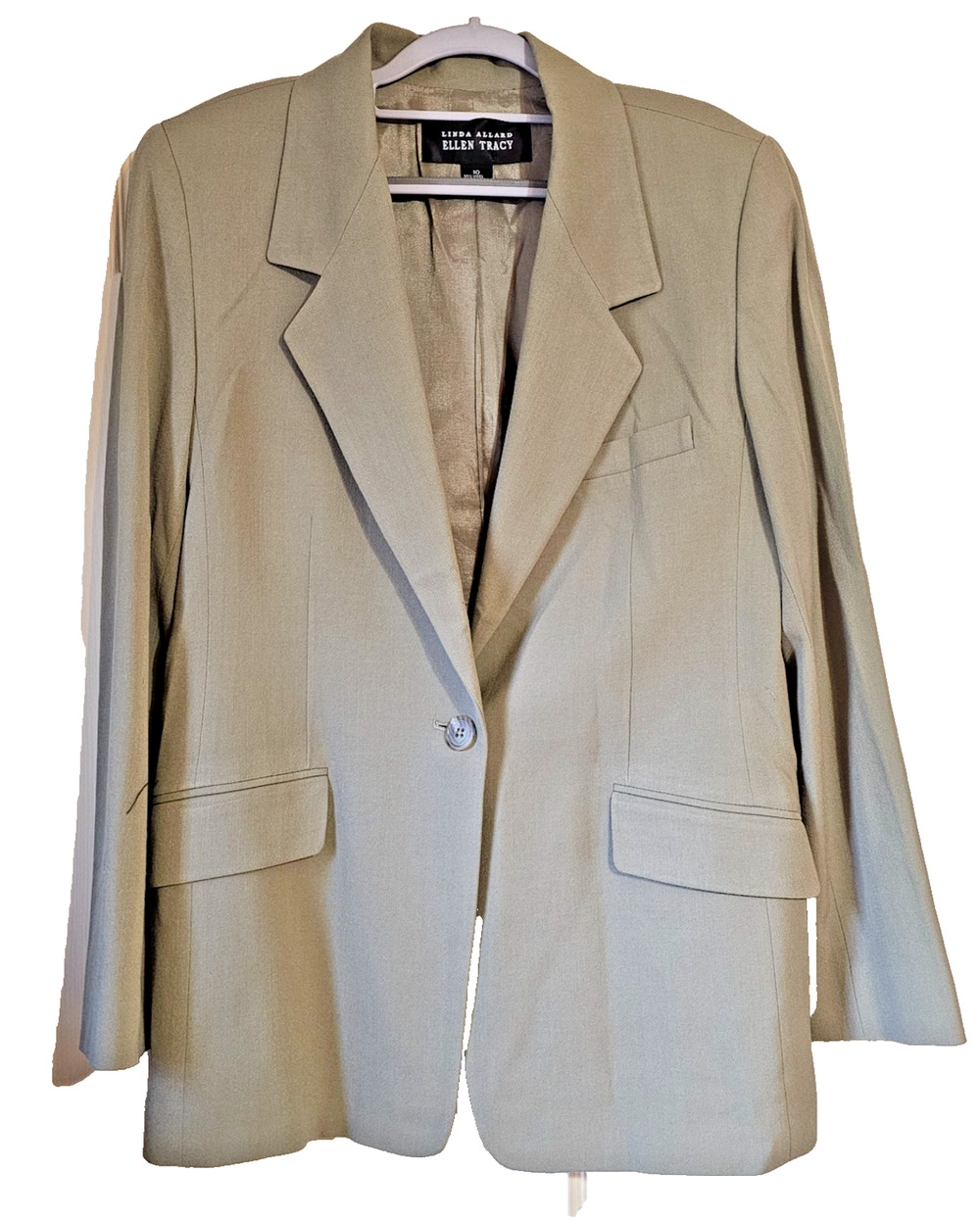Ellen Tracy Linda Allard Wool Blend Career Blazer Jacket Taupe Size 10